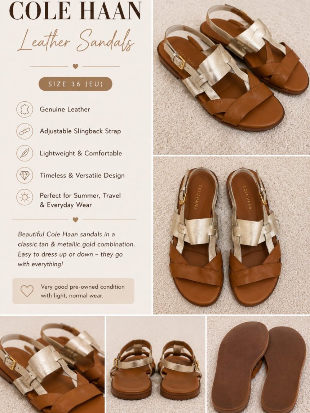 COLE HAAN Leather Sandals ✨